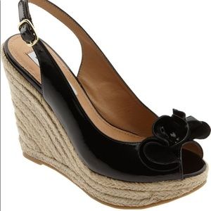 Steve Madden Fauntain black slingback wedges.